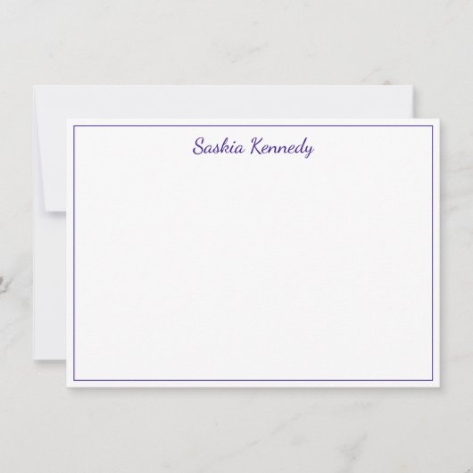 Elegant Paarse Script Border Personated Notitiekaartje (Voorkant)