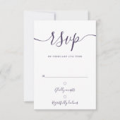 Elegant Paarse Script Modern Bruiloft RSVP Kaartje (Voorkant)