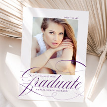 Elegant Paarse Script Photo Afstuderen