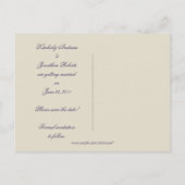 Elegant Paarse Scroll Lijst Bewaar de datum Aankondigingskaart (Achterkant)