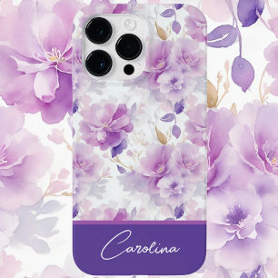 Elegant paarse seringen waterverf bloemendesign Case-Mate iPhone 14 pro max hoesje