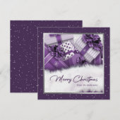 Elegant Paarse Silver Gifts SneeuwkerstKaarten Feestdagenkaart (Voorkant / Achterkant)