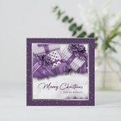 Elegant Paarse Silver Gifts SneeuwkerstKaarten Feestdagenkaart (Staand voorkant)