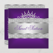 Elegant Paarse Silver Jewel 16e verjaardag Kaart (Voorkant / Achterkant)