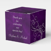 Elegant Paarse Silver Swirl Favor Box Bedankdoosjes (Voorkant Zijde)