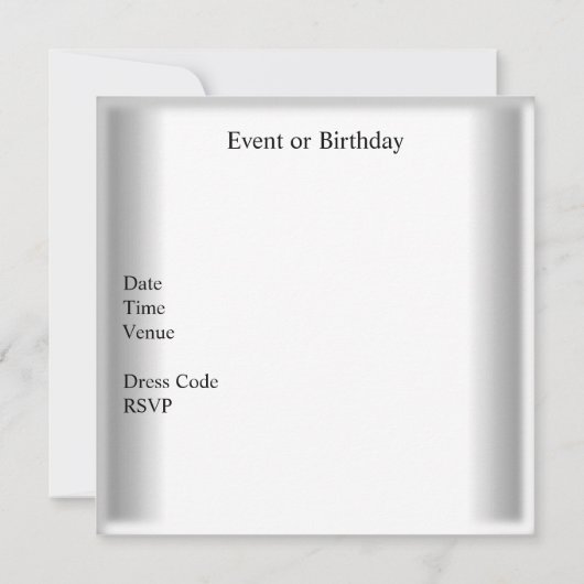 Elegant Paarse Silver White Event Party Kaart (Achterkant)