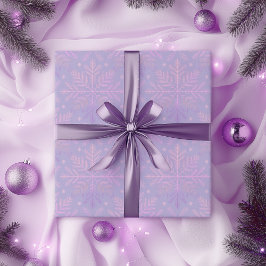 Elegant Paarse Sneeuwvlok Kerstpatroon Cadeaupapier
