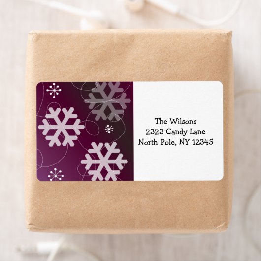 Elegant Paarse sneeuwvlokken Etiket (Insitu)