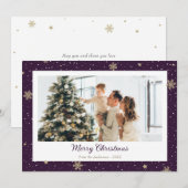 Elegant Paarse Snowflake Foto Merry Kerstry Feestdagenkaart (Voorkant / Achterkant)