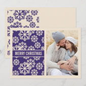 Elegant PAARSE Snowflake Holiday Fotokaart Feestdagenkaart (Voorkant / Achterkant)