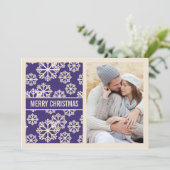 Elegant PAARSE Snowflake Holiday Fotokaart Feestdagenkaart (Staand voorkant)