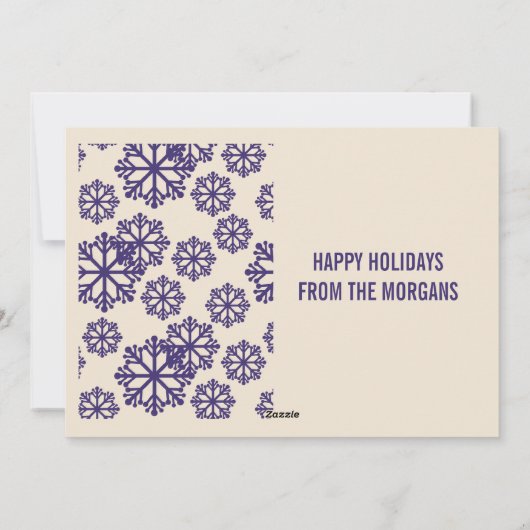 Elegant PAARSE Snowflake Holiday Fotokaart Feestdagenkaart (Achterkant)