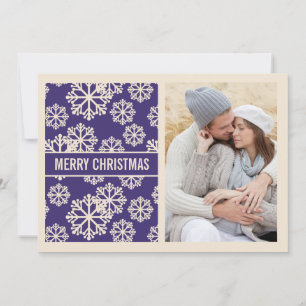 Elegant PAARSE Snowflake Holiday Fotokaart Feestdagenkaart