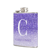 Elegant Paarse Sparkle Ombre Glitter Monogram Heupfles (Links)