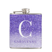 Elegant Paarse Sparkle Ombre Glitter Monogram Heupfles (Voorkant)