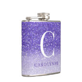 Elegant Paarse Sparkle Ombre Glitter Monogram Heupfles (Rechts)