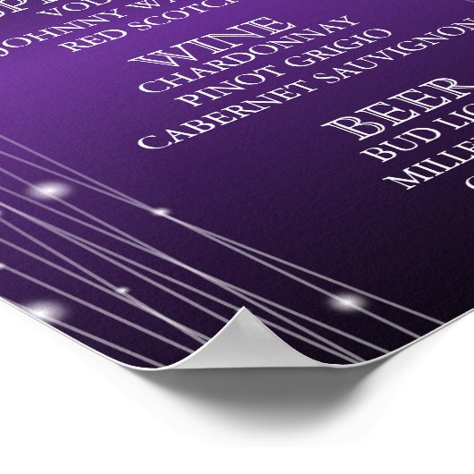 Elegant Paarse String Lights Floral - Menu Bar Poster (Hoek)