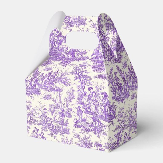 Elegant paarse toile de jouy monogram bedankdoosjes (Achterkant)