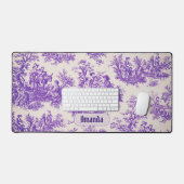 Elegant  paarse toile de jouy monogram bureaumat (Keyboard & Muis)
