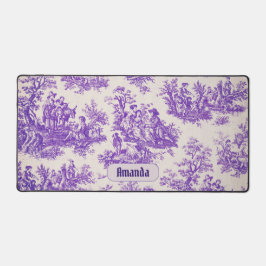 Elegant  paarse toile de jouy monogram bureaumat