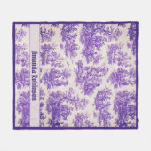 Elegant  paarse toile de jouy monogram fleece deken (Voorkant (Horizontaal))