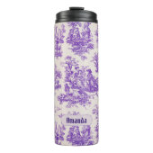 Elegant paarse toile de jouy monogram thermosbeker (Voorkant)
