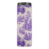 Elegant  paarse toile de jouy monogram thermosbeker (Achterkant)