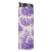 Elegant  paarse toile de jouy monogram thermosbeker (Geroteerd rechts)