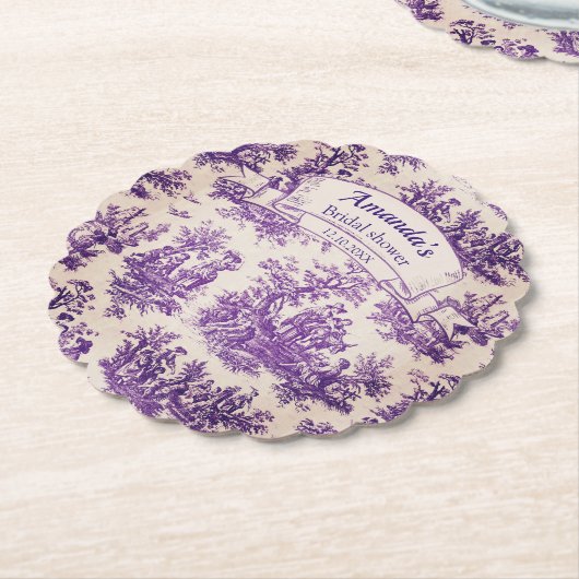 Elegant  paarse toile de jouy Vrijgezellenfeest Kartonnen Onderzetters (Gekanteld)