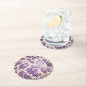 Elegant  paarse toile de jouy Vrijgezellenfeest Kartonnen Onderzetters (Insitu)