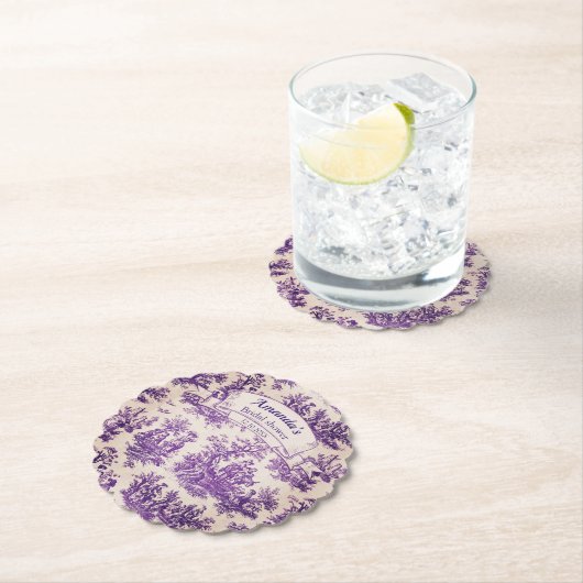 Elegant  paarse toile de jouy Vrijgezellenfeest Kartonnen Onderzetters (Insitu)