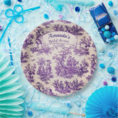 Elegant  paarse toile de jouy Vrijgezellenfeest Papieren Bordje (Feest)