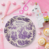 Elegant  paarse toile de jouy Vrijgezellenfeest Papieren Bordje (Feest)