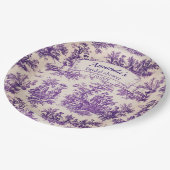 Elegant  paarse toile de jouy Vrijgezellenfeest Papieren Bordje (Gekanteld)