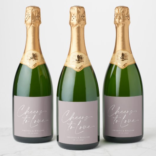 Elegant Paarse Trouw Champagne Fles Label Sparkling Wijnetiket (Flessen)