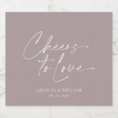 Elegant Paarse Trouw Champagne Fles Label Sparkling Wijnetiket (Enkel label)