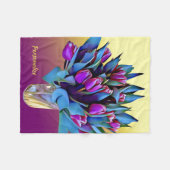 Elegant Paarse Tulips Waterverf personaliseren Fleece Deken (Voorkant (Horizontaal))