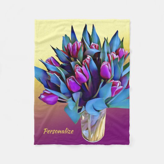 Elegant Paarse Tulips Waterverf personaliseren Fleece Deken (Voorkant)