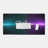 Elegant paarse turquoise ombré monogram bureaumat (Keyboard & Muis)