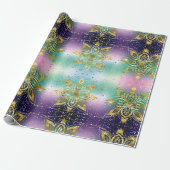 Elegant Paarse vakantie Snowflakes kerst Cadeaupapier (Uitgerold)