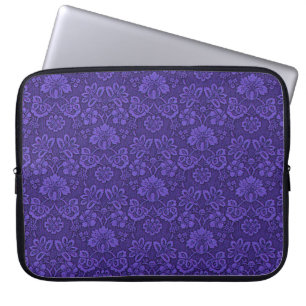 Elegant paarse vintage damask patroon laptop sleeve