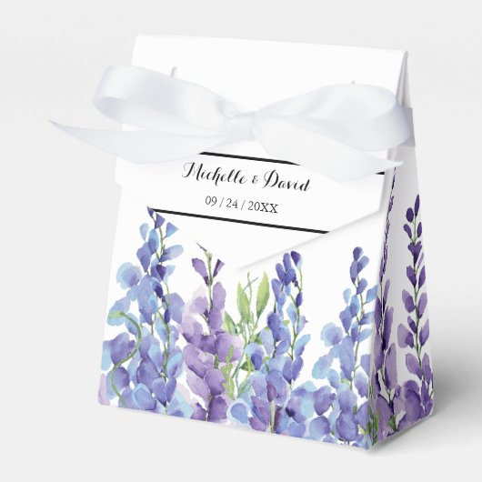 Elegant Paarse Violet Florals Wedding for Box Bedankdoosjes (Voorkant Zijde)