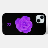 Elegant Paarse Violet Monogram Donkere Bloemrozen Case-Mate iPhone Case (Achterkant (horizontaal))