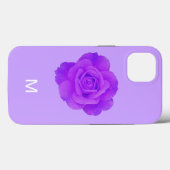 Elegant Paarse Violette Bloemrozen Monogram Cadeau Case-Mate iPhone Case (Achterkant (horizontaal))