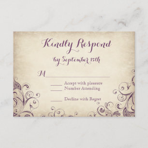 Elegant Paarse Vlaanderen RSVP-kaarten RSVP Kaartje