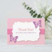 Elegant Paarse vlinder bedankt je baby shower (Staand voorkant)