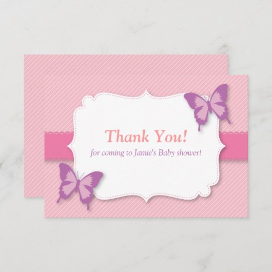 Elegant Paarse vlinder bedankt je baby shower (Voorkant / Achterkant)