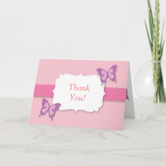 Elegant Paarse vlinder bedankt je baby shower (Voorkant)