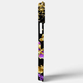 Elegant Paarse Vlinder Goud Confetti Zwart Case-Mate iPhone Case (Achterkant / Rechts)