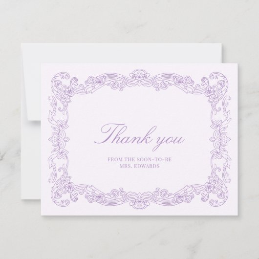 Elegant  Paarse Vrijgezellenfeest Bedankkaart (Voorkant)